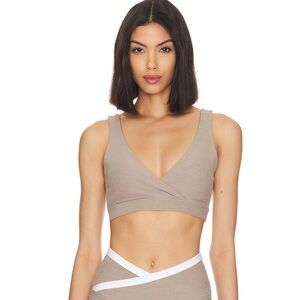 Spacedye Crossover Sports Bra in Birch Heather - beyond yoga - new with tags